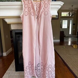 Sleeveless Blush Pink Sheer Flower Duster Boho Hippie Minimalist Lagenlook